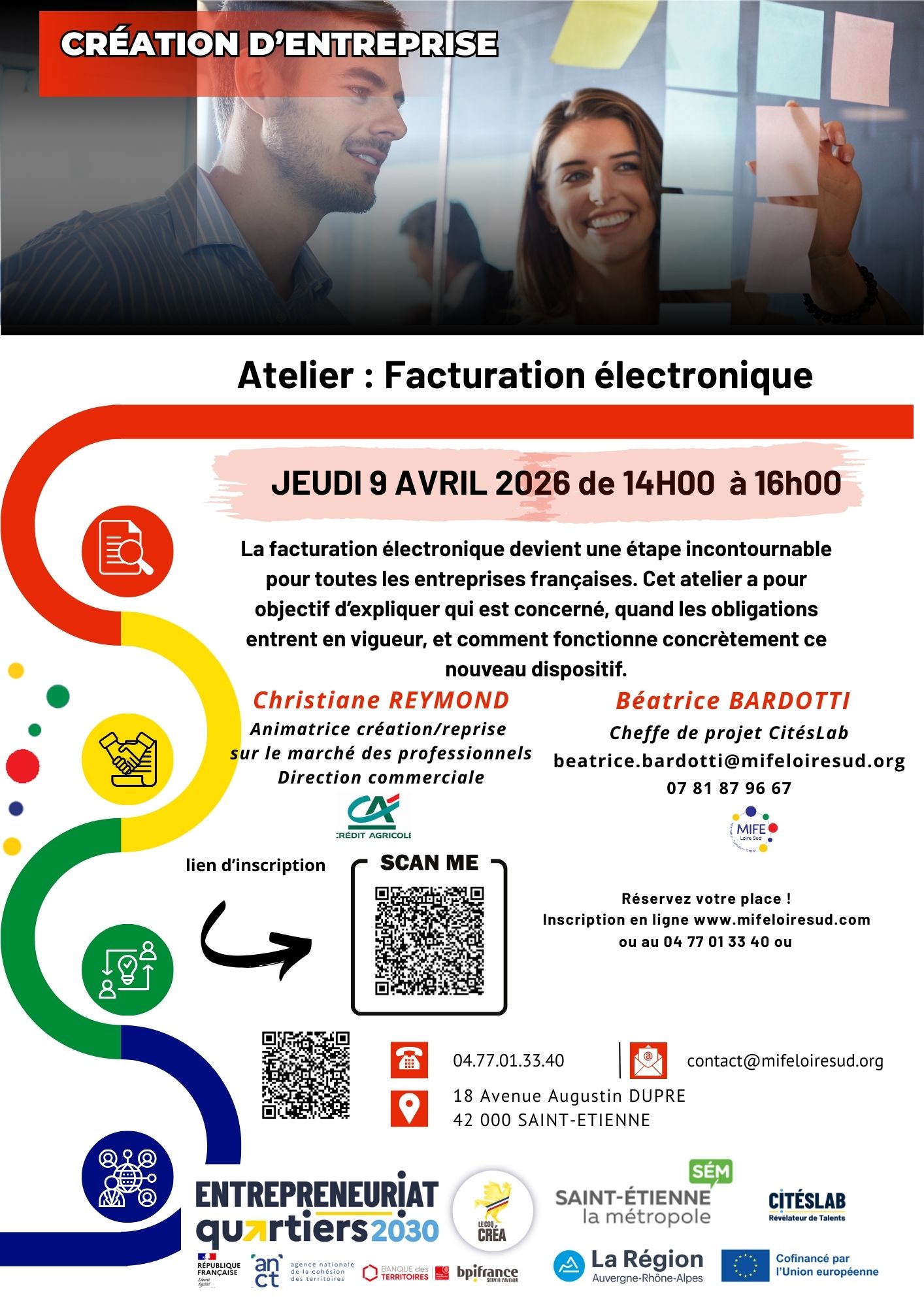 Affiche pour l'atelier créa facturation  électronique le 09/04/2026 
