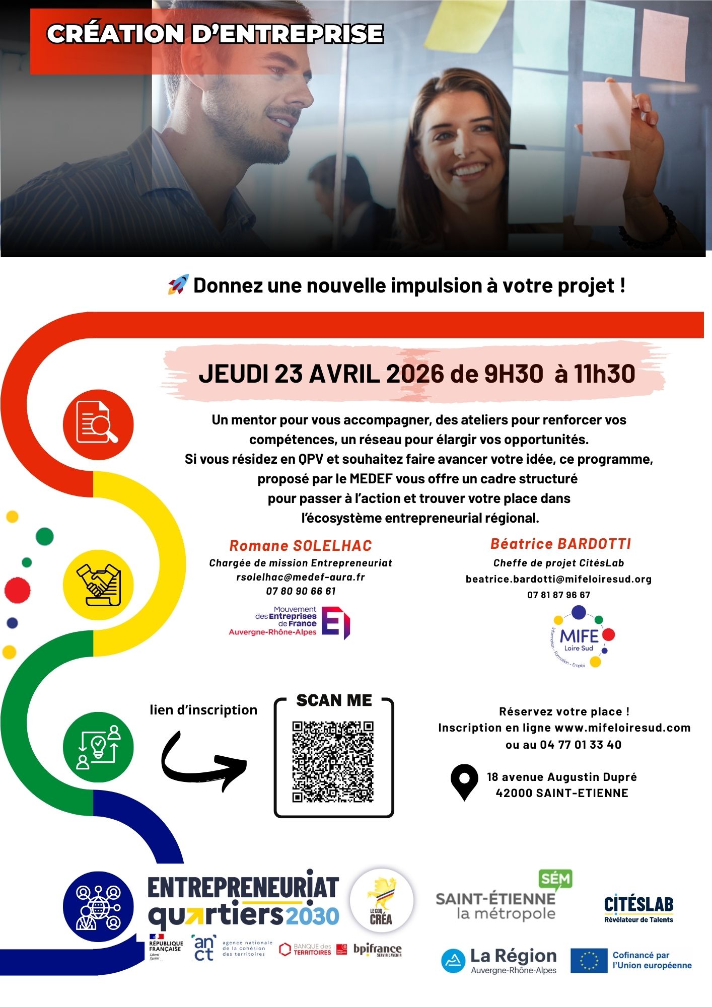Affiche pour l'atelier " Donnez une implusion à votre projet !" le 23/04/2026