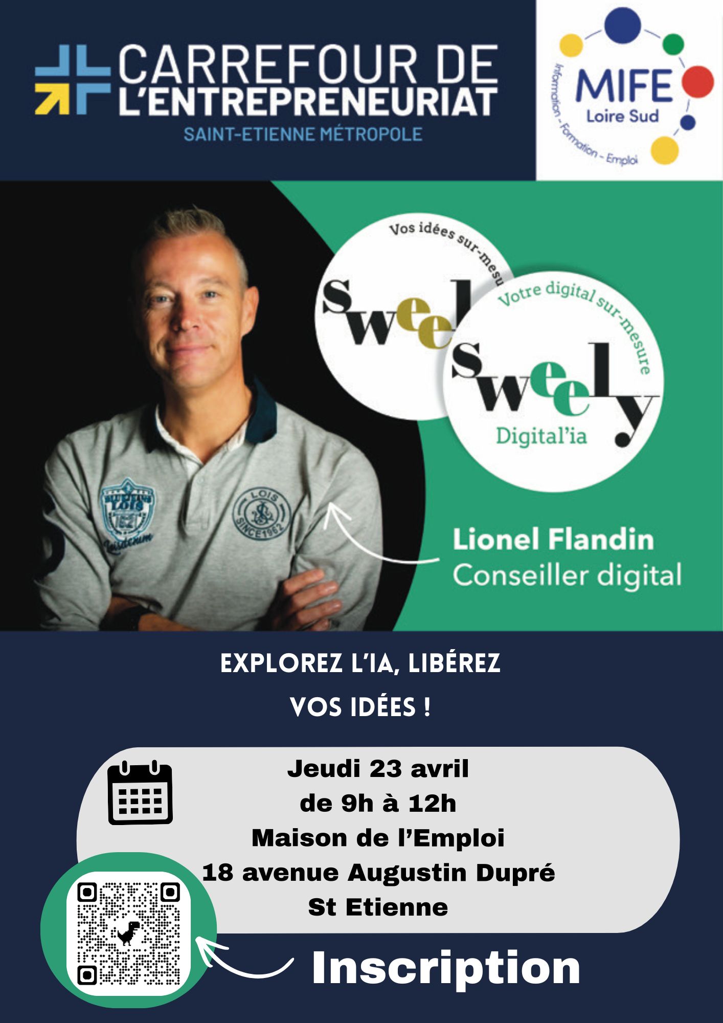 Affiche de l'atelier créa : Découverte de l'IA le 23/04/2026