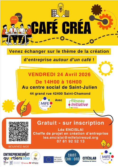 Affiche pour le café créa à Saint-Chamond le 24/04/2026