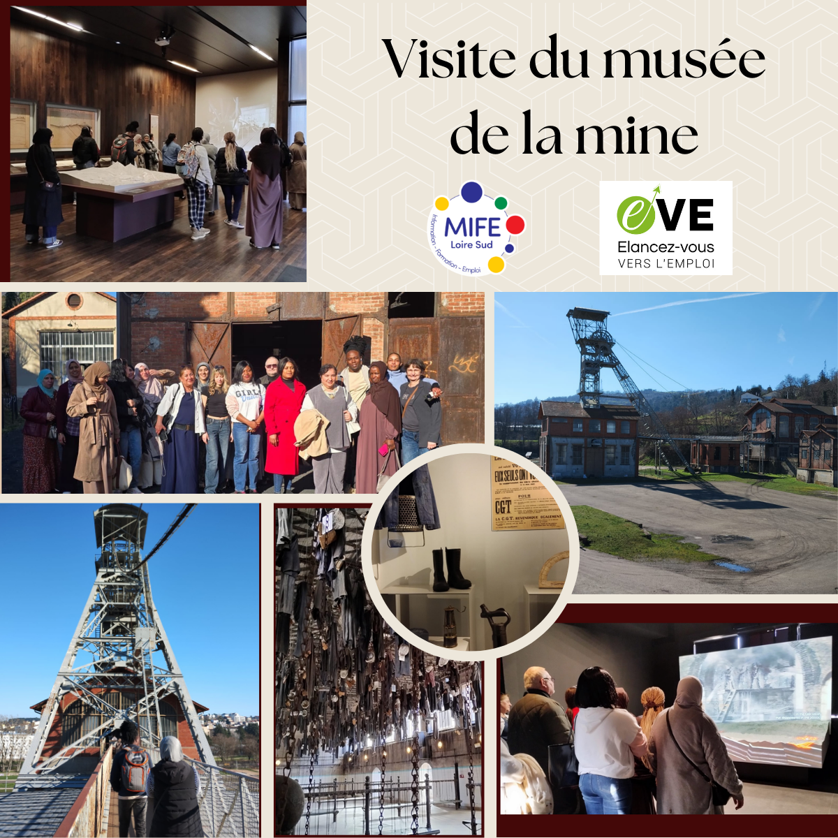 Montage photos : visite du musée de la mine le 26 février 2026.