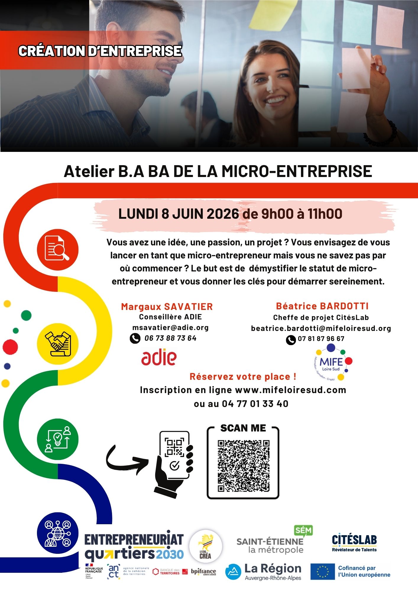 Affiche de l'atelier créa : B.A.BA de la micro entreprise le 08/06/2026