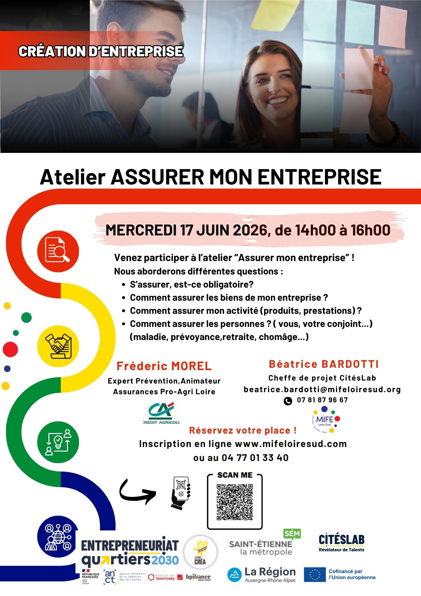 Affiche de l'atelier créa : assurer mon entreprise le 17/06/2026