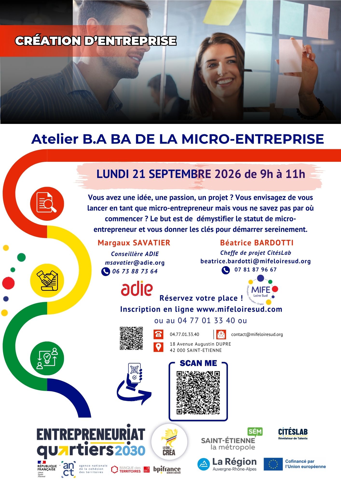 Atelier créa : B.A.BA de la micro entreprise à Saint-Étienne, le 21/09/2026