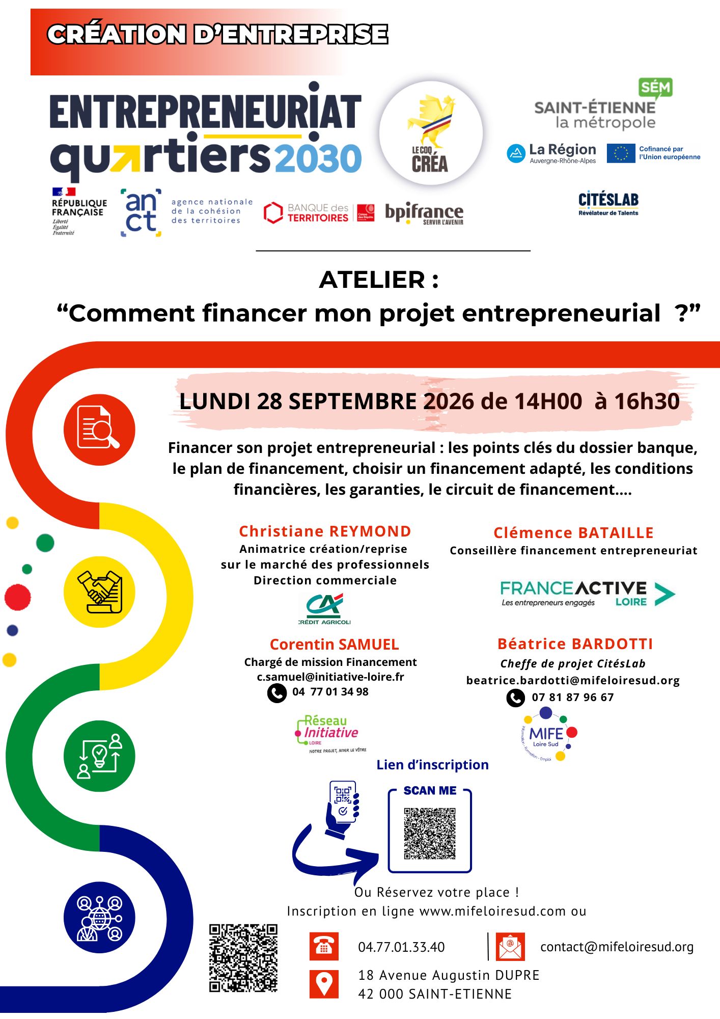 Atelier Créa : Comment financer mon projet entrepreneurial ? à Saint-Étienne, le 29/09/2026