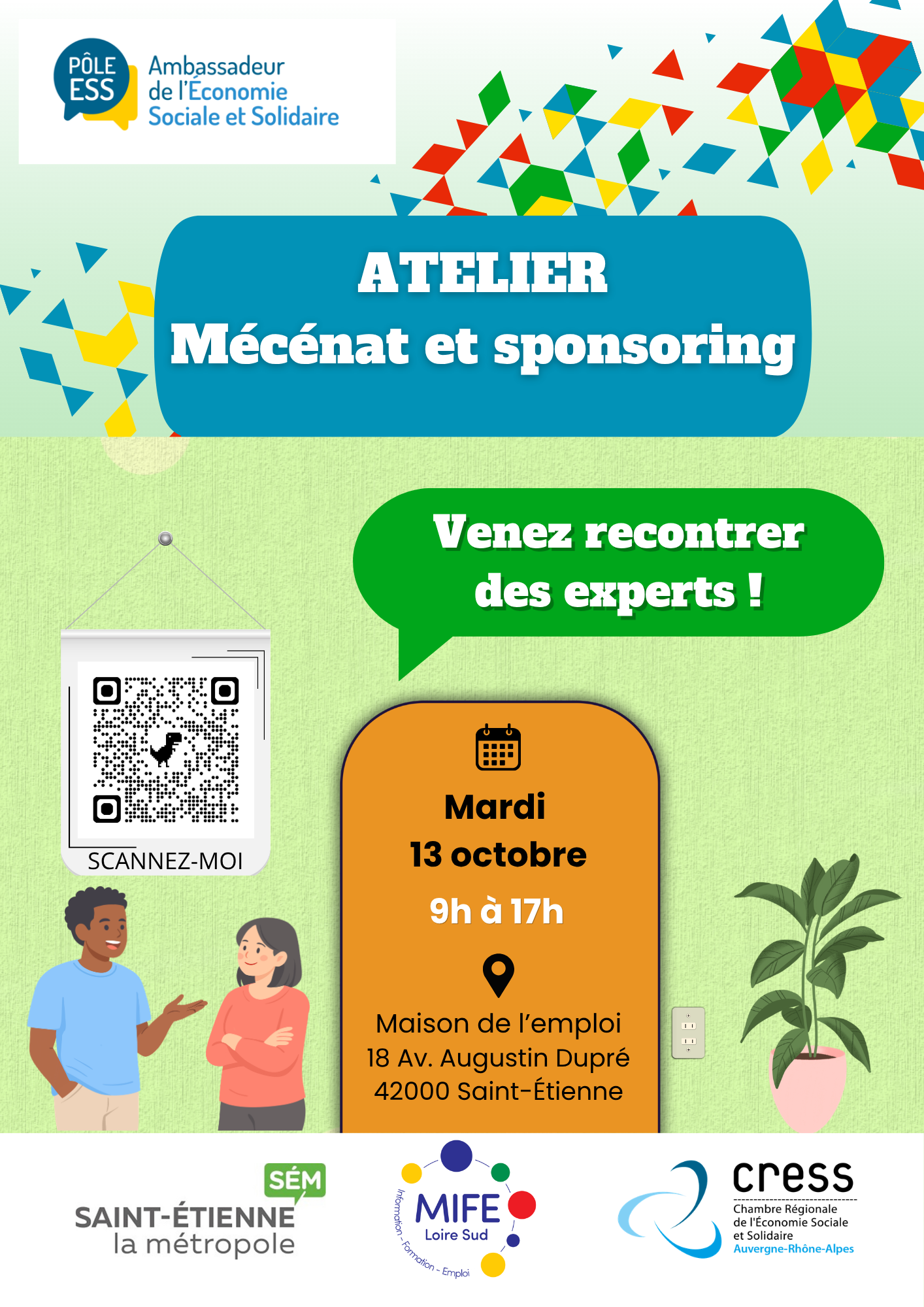 Affiche de l'atelier ESS Mécénat et sponsoring, le 13/10/2026