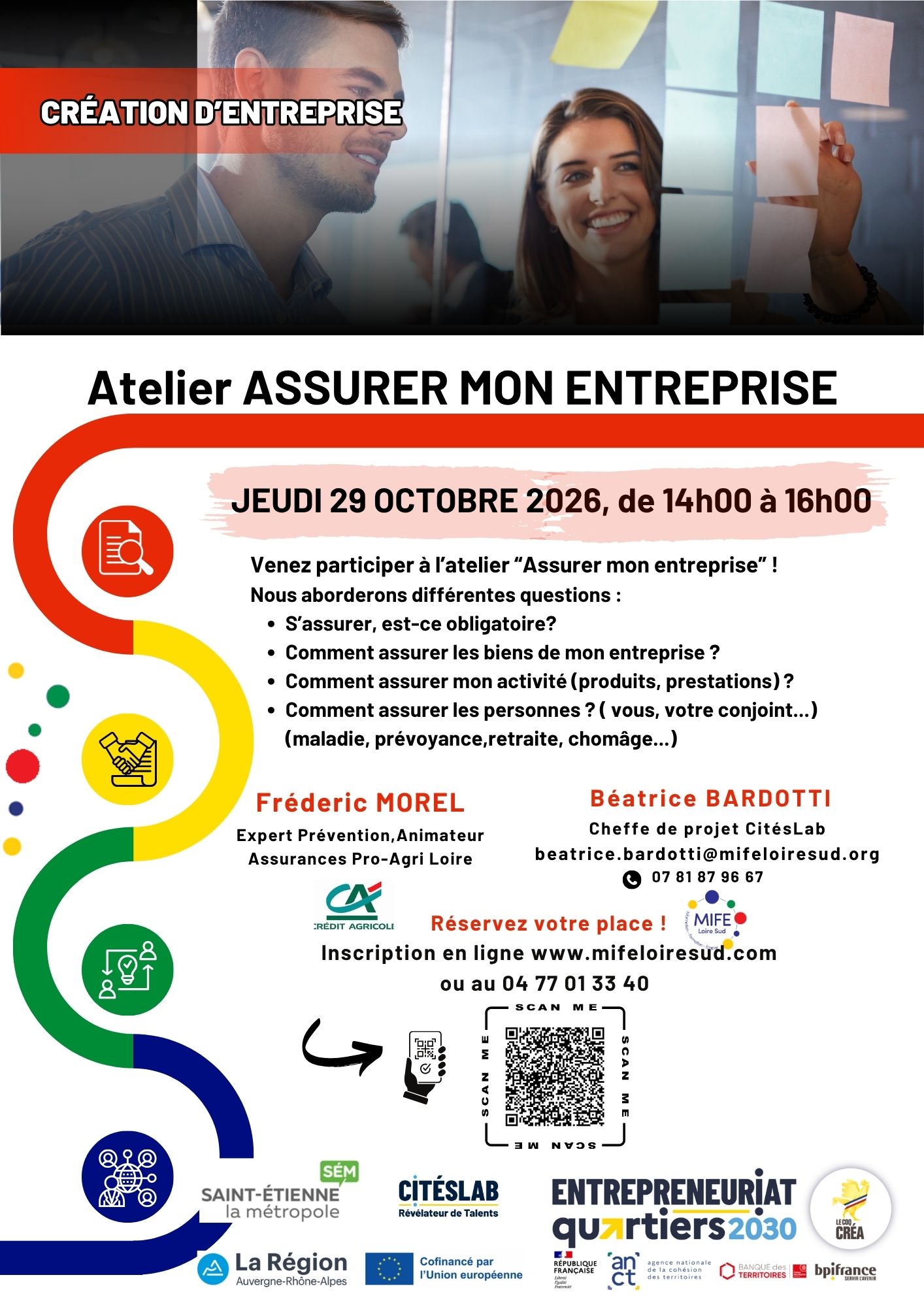 Affiche pour l'atelier créa : assurer mon entreprises, le 29/10/2026