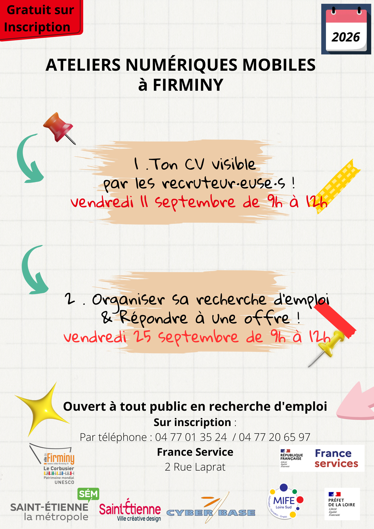 Ateliers numériques à Firminy pour le mois de septembre