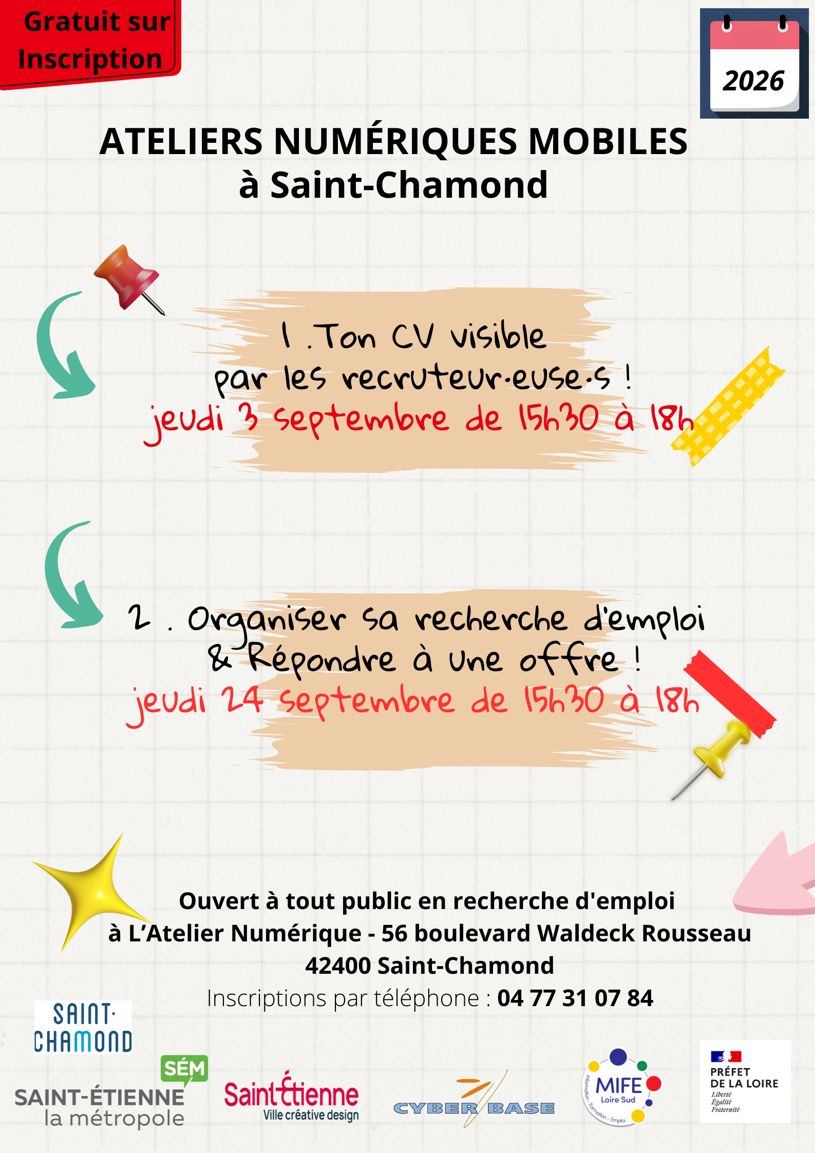 Ateliers numériques à Saint-Chamond pour le mois de septembre