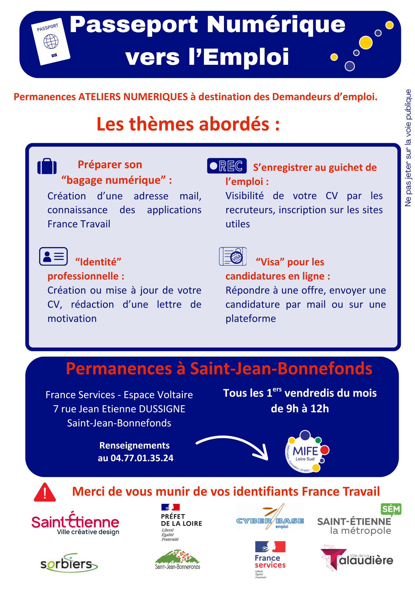 Affiche de l'atelier numérique " Passeport numérique vers l'emploi" à Saint-Jean-Bonnefonds